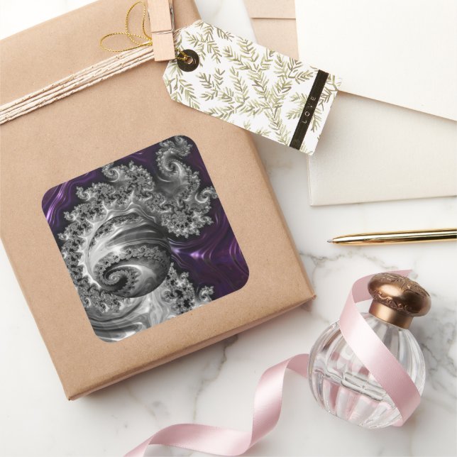 Adesivo Quadrado Vórtice Fractal Púrpura (Presentear)