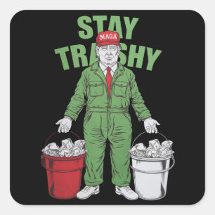 Adesivo Quadrado Votar Trump Garbage Man Permaneça Trashy Eleições 