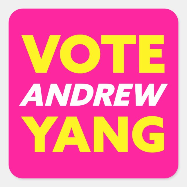 Adesivo Quadrado Vote Andrew Yang Nova Iorque Mayor Magenta (Frente)
