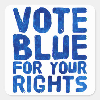Adesivo Quadrado Vote Azul para Seus Direitos