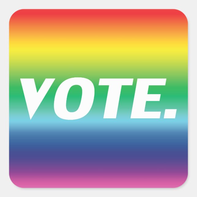 Adesivo Quadrado "vote" - orgulho lgbtq lgbt arco-íris coloração br (Frente)