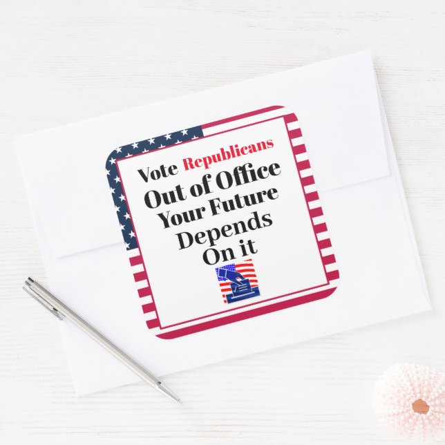 Adesivo Quadrado Vote Republicanos Fora do Escritório (Envelope)