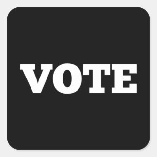 Adesivo Quadrado Vote Sticker no Fundo Preto
