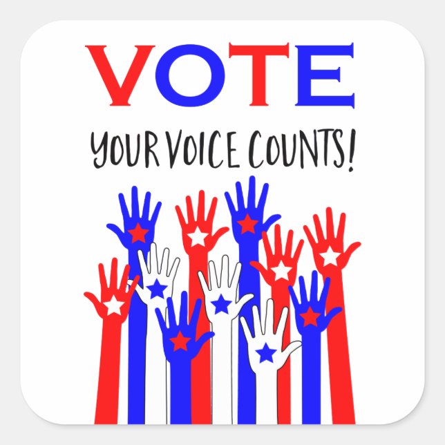 Adesivo Quadrado Votem! Sua voz conta! (Frente)