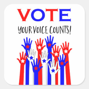 Adesivo Quadrado Votem! Sua voz conta!