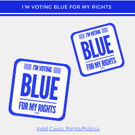 Adesivo Quadrado Vou votar Democrata Azul