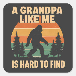 Adesivo Quadrado Vovô Bigfoot Vintage Retro Sasquatch Engraçado