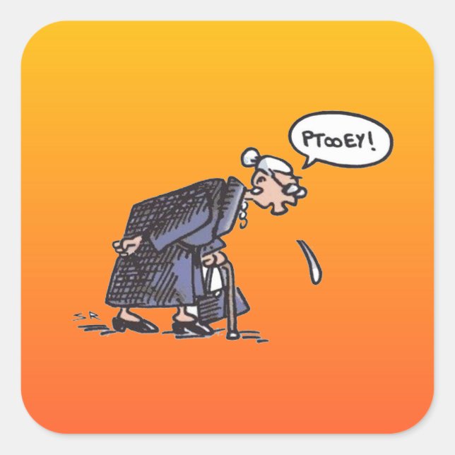 Adesivo Quadrado Vovó cuspindo! Varetas quadradas grandes! (Frente)