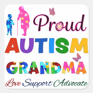 Adesivo Quadrado Vovó Orgulhosa Autismo
