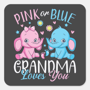 Adesivo Quadrado Vovó Rosa Ou Azul Te Ama Bebê Elefante