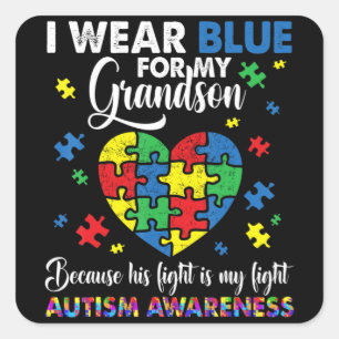 Adesivo Quadrado Vovô Vovô, Visto Azul Para Meu Avô Autismo