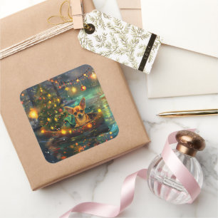 Adesivo Quadrado Voyage festiva Chihuahua Christmas