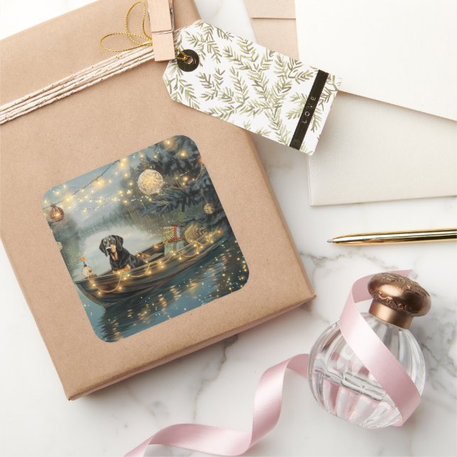 Adesivo Quadrado Voyage festiva de Natal do Conhound Bluetick (Presentear)