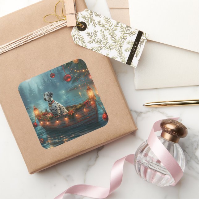 Adesivo Quadrado Voyage festiva do Natal Dalmático (Presentear)