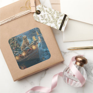 Adesivo Quadrado Voyage festiva no Natal do Labrador