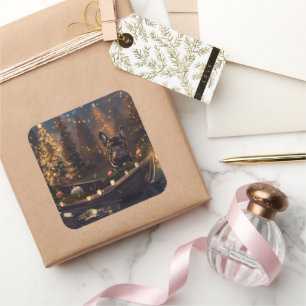 Adesivo Quadrado Voz Festiva do Buldogue Francês