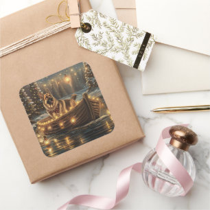 Adesivo Quadrado Voz Festiva do Natal german shepherd