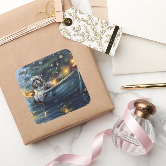 Adesivo Quadrado Voz Festiva do Natal no Havaí (Presentear)