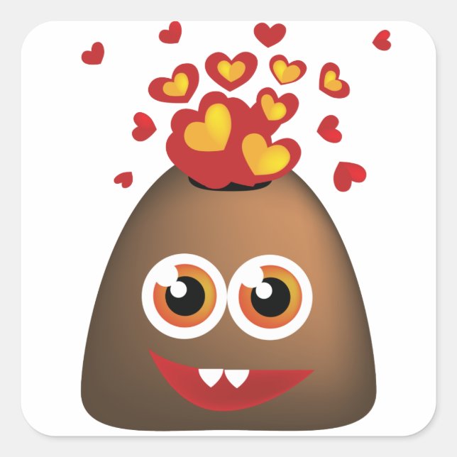 Adesivo Quadrado Vulcão de Amor Bonito (Frente)