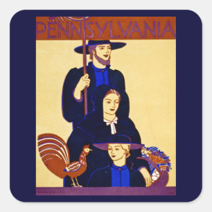 Adesivo Quadrado W.P.A. Pensilvânia Poster de viagens Vintage
