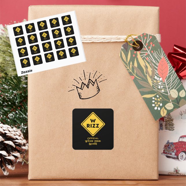 Adesivo Quadrado W rizz US warning sign Meme Funny Quote (Criador carregado)