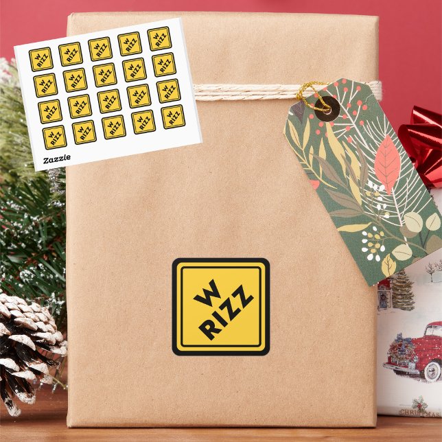 Adesivo Quadrado W rizz US warning sign Meme Funny Quote (Criador carregado)