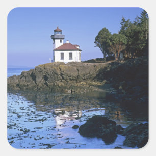 Adesivo Quadrado WA, Ilha de San Juan, farol de Lime Kiln
