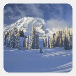 Adesivo Quadrado WA, Parque Nacional Mt. Rainier, Mt. Rainier e Par