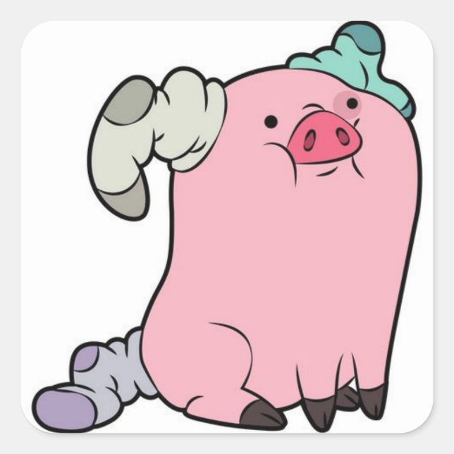 Adesivo Quadrado Waddles in socks (Frente)