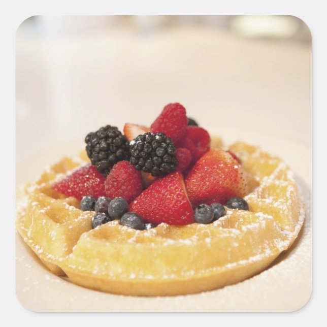Adesivo Quadrado Waffle de fruta fresca (Frente)