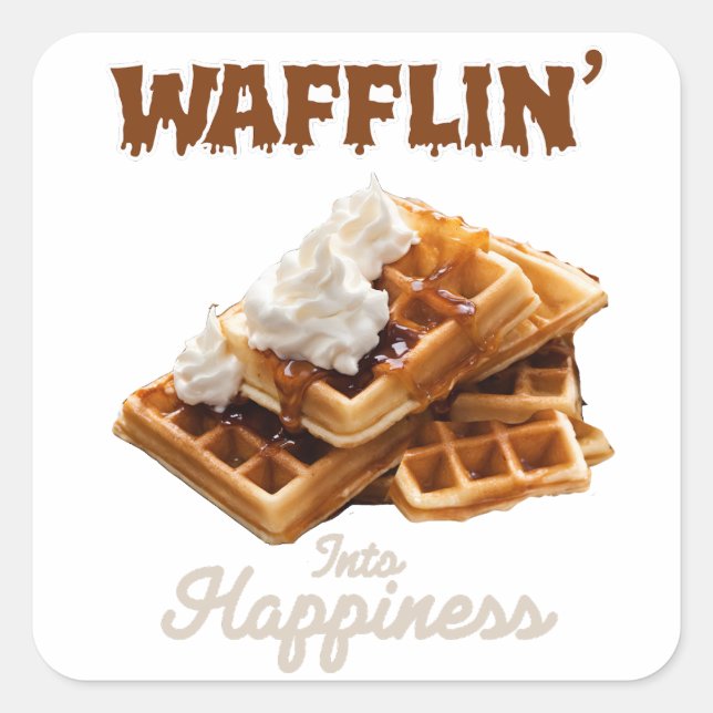 Adesivo Quadrado Wafflin' para a felicidade (Frente)