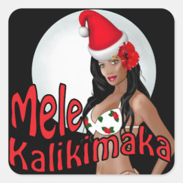 Adesivo Quadrado Wahine Pinup Mele Kalikimaka Vinheiros de Natal 2