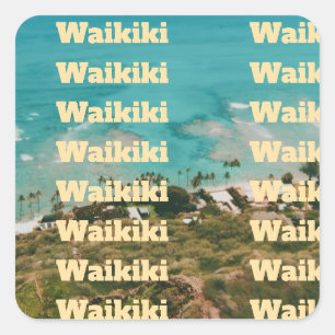 Adesivo Quadrado Waikiki, Honolulu, Oahu, Havaí
