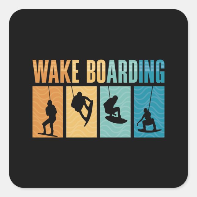 Adesivo Quadrado Wakeboard Wake Boarding Wakeboarder Wakeboarding (Frente)
