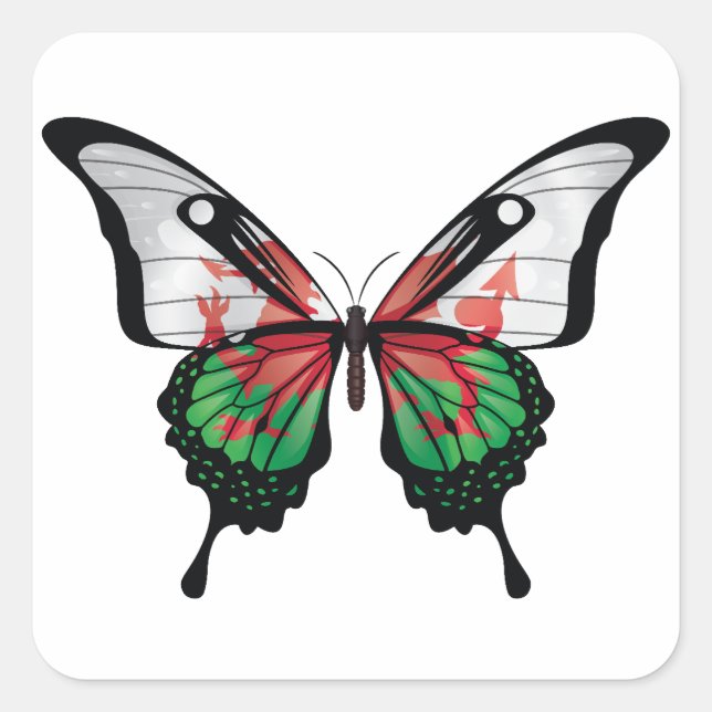 Adesivo Quadrado Wales Swallowtail Butterfly Flag Sticker (Frente)