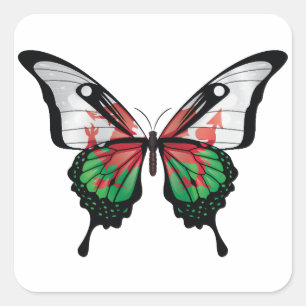 Adesivo Quadrado Wales Swallowtail Butterfly Flag Sticker
