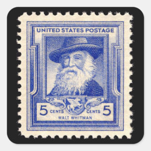 Adesivo Quadrado Walt Whitman, selo comemorativo do Postage dos EUA