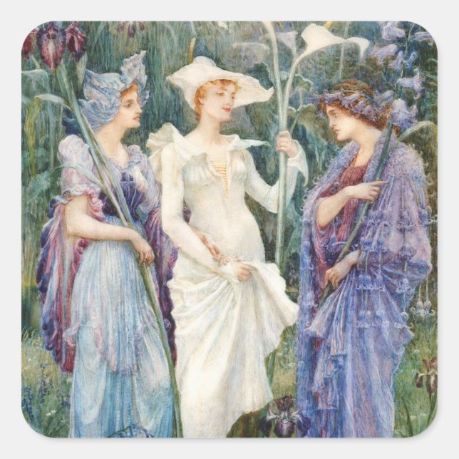 Adesivo Quadrado Walter Crane: Sinais de Primavera (Frente)