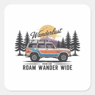 Adesivo Quadrado Wanderlust Camper - Roam e Roam Wander Wide