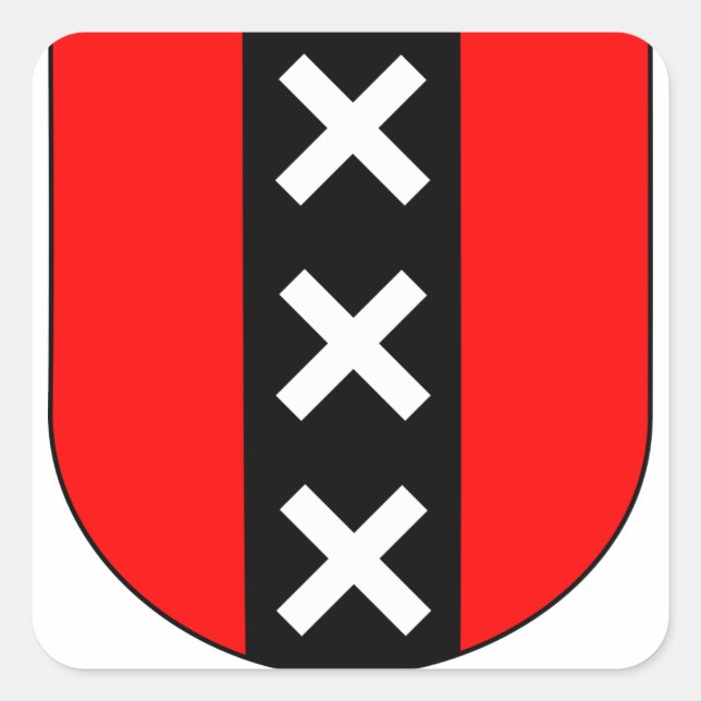 Adesivo Quadrado Wapen Amsterdam, Países Baixos (Frente)