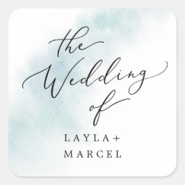 Adesivo Quadrado Wash de Aquarela | Selagens de envelopes azuis