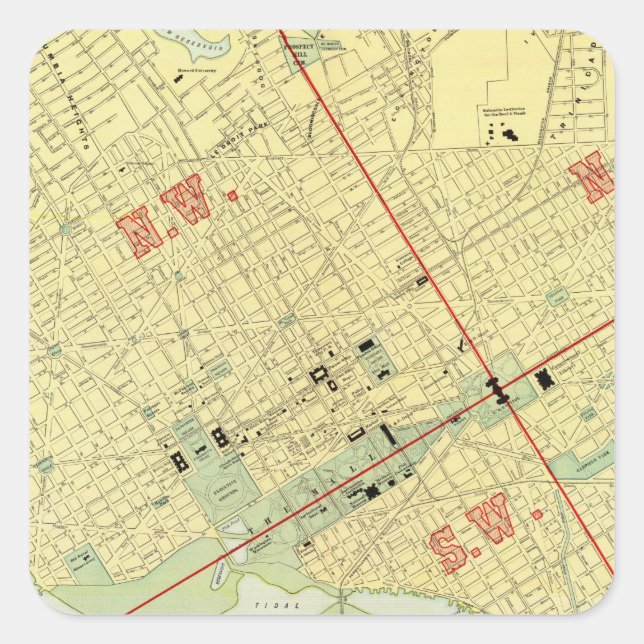 Adesivo Quadrado Washington, DC (Frente)