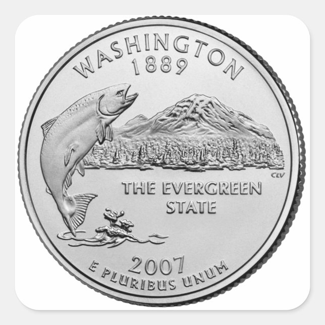 Adesivo Quadrado Washington State Quarter (Frente)