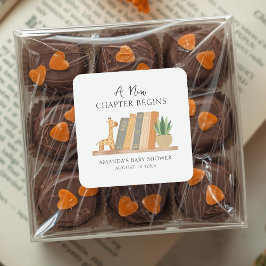 Adesivo Quadrado Watercolor A New Chapter Begins Baby Shower