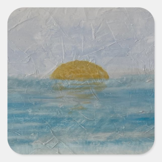 Adesivo Quadrado Watercolor Beach Sunny Day Ocean Stick (Frente)