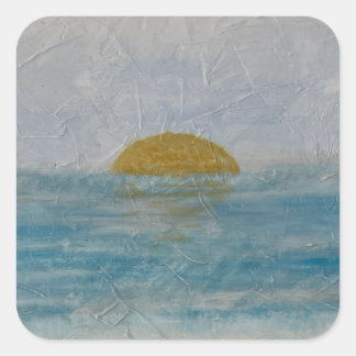 Adesivo Quadrado Watercolor Beach Sunny Day Ocean Stick