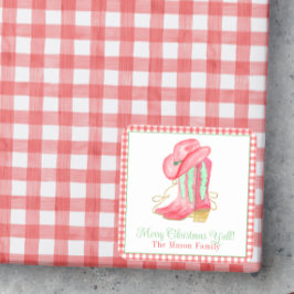 Adesivo Quadrado Watercolor Christmas Boots Monogramas Crest Foto