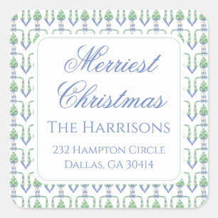 Adesivo Quadrado Watercolor Christmas Garland Bedford Stockings