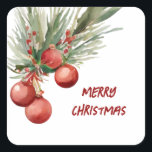 Adesivo Quadrado Watercolor Christmas Wreath<br><div class="desc">Wreath de inverno em aquarelas Artesanatos e suprimentos de festa quadrados > Fornecimentos de moldagem de presentes > Adesivos e etiquetas</div>