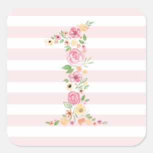 Adesivo Quadrado Watercolor Floral One First Birday